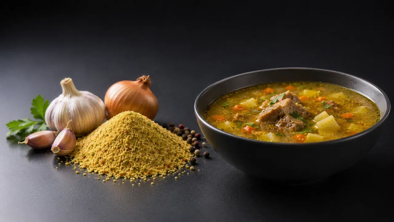 Натуральное мясо, овощи и специи — уникальный состав сухих бульонов Del’Ar®
